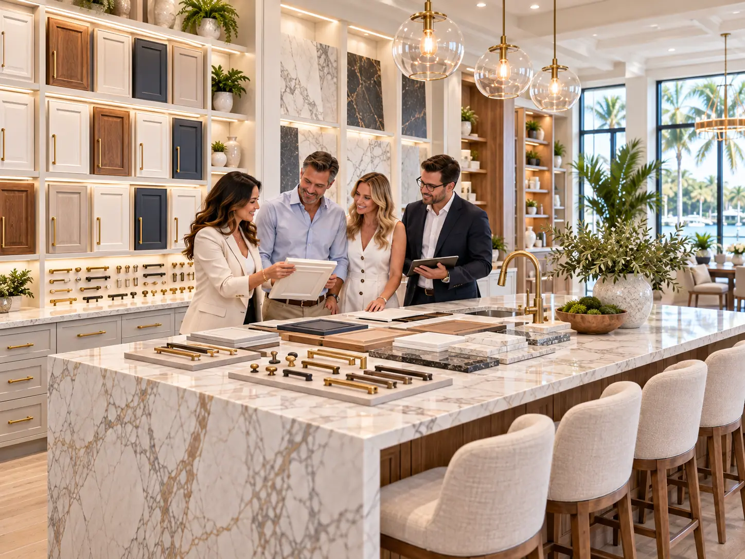 Cabinetry drawings, samples and measurements reviewed with a homeowner